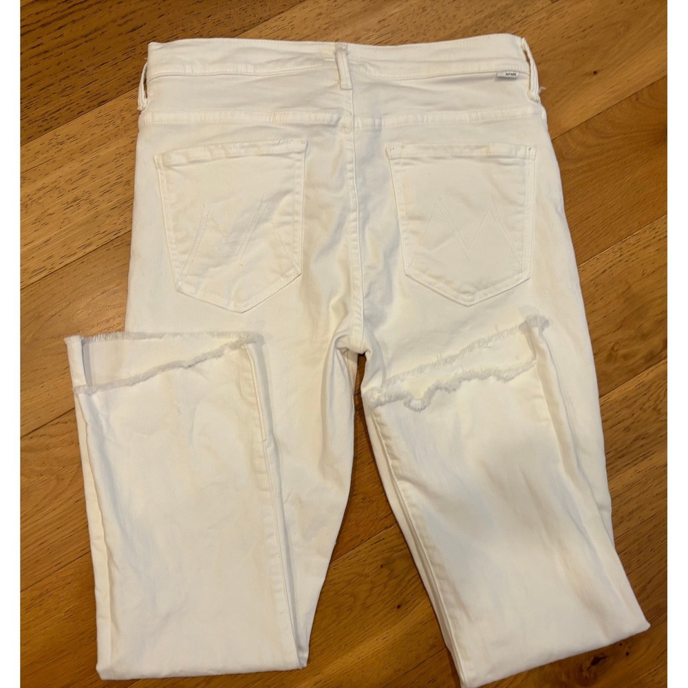 MOTHER The Insider Crop Step Fray Jeans White Fairest Of Them All 31 1157-753 - Picture 3 of 7